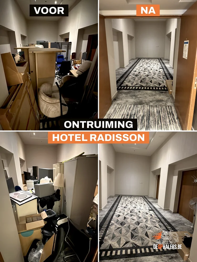 Ontruiming Hotel Radisson, voor en na