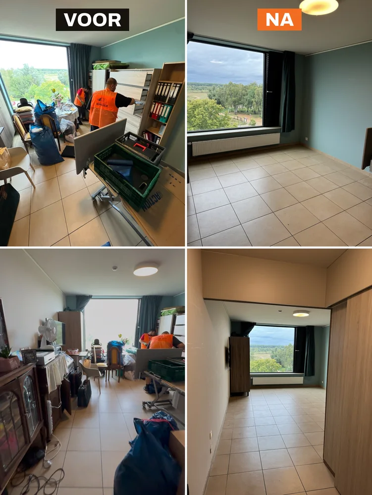 Woning leeggemaakt door De Ophalers, voor en na